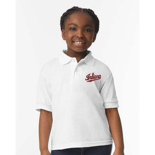 Indiana Script Logo EMB Youth Dryblend Jersey Polo