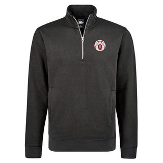 Indiana Basketball Outline LC EMB BTB Quarter Zip Sweatshirt - Black