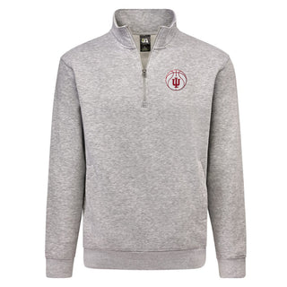 Indiana Basketball Outline LC EMB BTB Quarter Zip Sweatshirt - Oxford