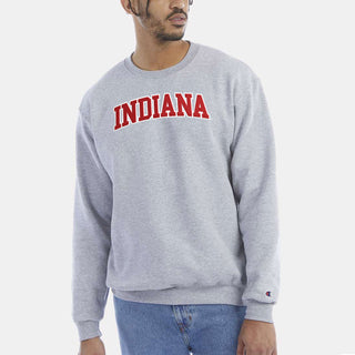 Indiana Applique Powerblend Crewneck - Light Steel