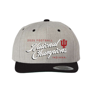 Indiana 2025 Football Champions Rise Script Flat Bill Snapback Cap