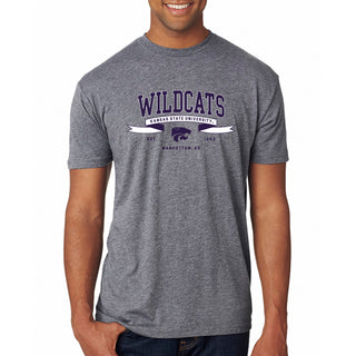 Kansas State Ribbon Flight NLA Triblend T-Shirt - Premium Heather