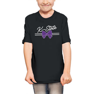 K-State Bow Script Youth T-Shirt - Black