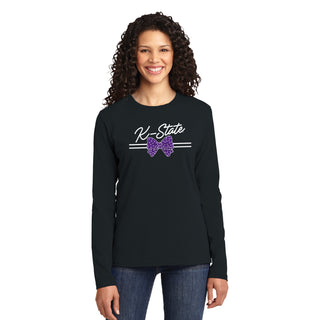 K-State Bow Script Womens Long Sleeve - Black