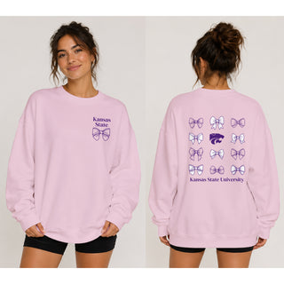 K-State Bow Bliss Crewneck - Light Pink