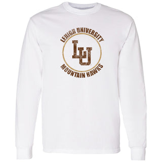 Lehigh University Mountain Hawks Distressed Circle Logo Long Sleeve T-Shirt - White