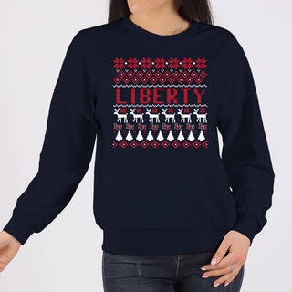 Liberty Flames Holiday Sweater Sweatshirt - Navy