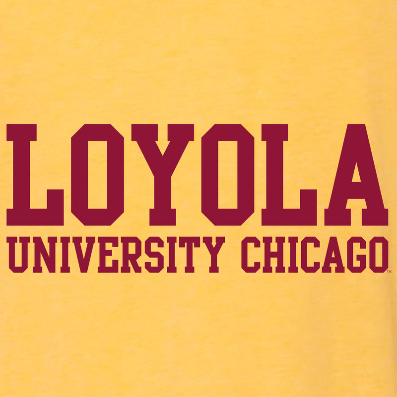 Loyola University Chicago Ramblers Basic Block Canvas Triblend Short Sleeve T Shirt - Yellow Gold Tribelnd