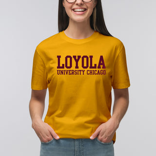 Loyola University Chicago Ramblers Basic Block Canvas Triblend Short Sleeve T Shirt - Yellow Gold Tribelnd