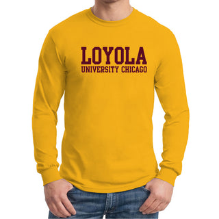 Loyola University Chicago Ramblers Basic Block Long Sleeve T Shirt - Gold