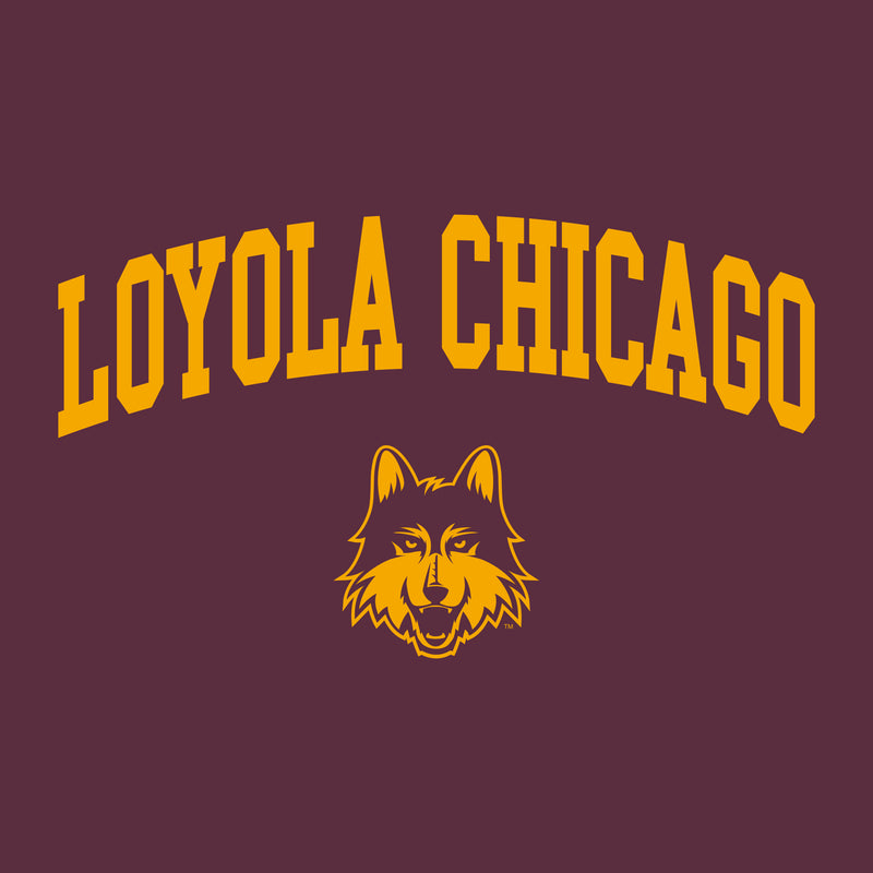 Loyola University Chicago Ramblers Arch Logo Long Sleeve T Shirt - Maroon