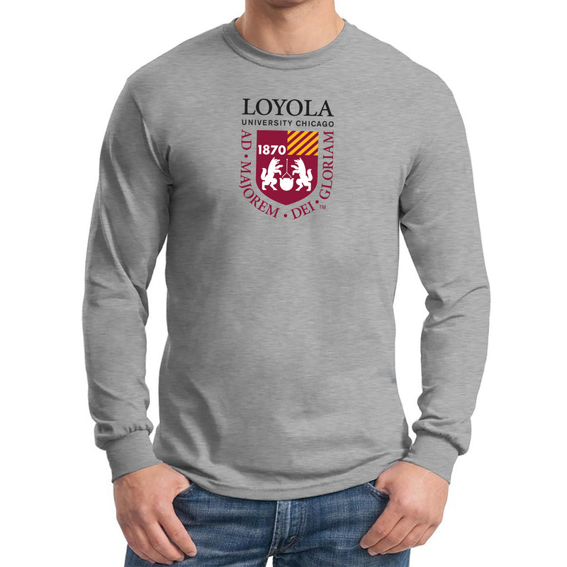 Loyola University Chicago Ramblers Institutional Logo Long Sleeve T Shirt - Sport Grey