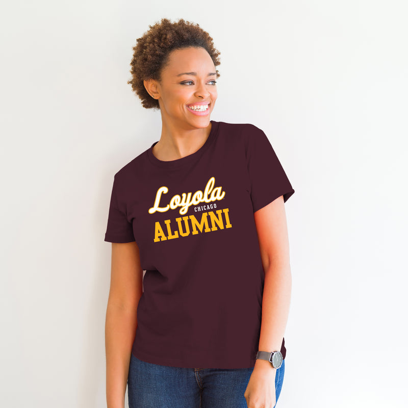 Loyola University of Chicago Ramblers Primary Alumni Basic Cotton Short Sleeve T Shirt - Maroon