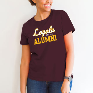 Loyola University of Chicago Ramblers Primary Alumni Basic Cotton Short Sleeve T Shirt - Maroon