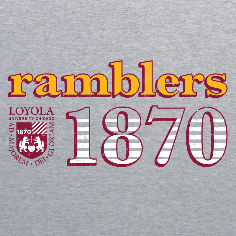 Loyola University Chicago Ramblers Throwback Year Stripe Heavy Blend Hoodie - Sport Grey