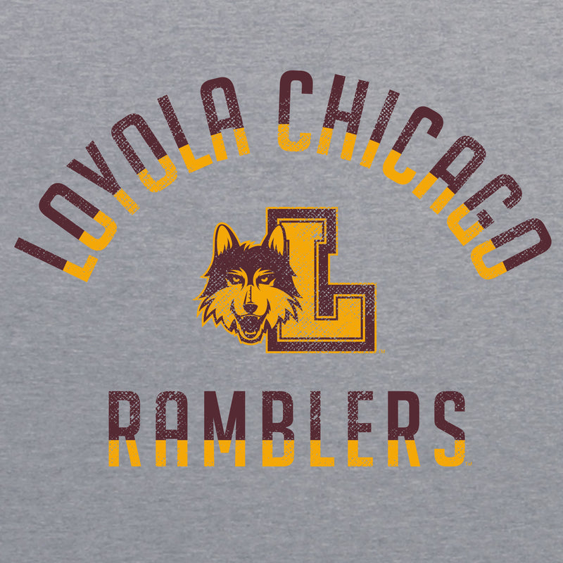 Loyola University Chicago Ramblers Division Arch Canvas Triblend Short Sleeve T Shirt - Athletic Grey