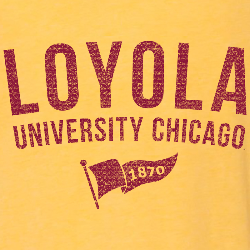 Loyola University Chicago Ramblers 1870 Banner Canvas Short Sleeve Triblend T-Shirt - Yellow Gold