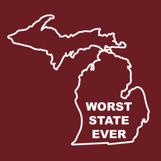 Worst State Ever MI Jersey T-Shirt - Cardinal