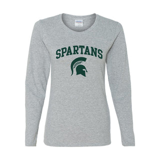 Michigan State Arch Logo Womens Long Sleeve - Athletic Heather