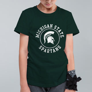 Michigan State Distressed Circle Logo Youth T-Shirt