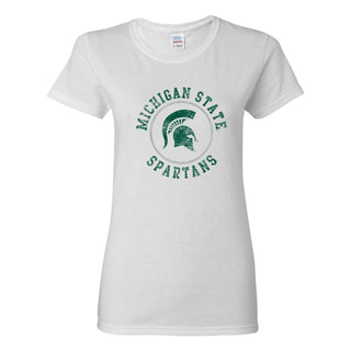 Michigan State Distressed Circle Logo Womens T-Shirt