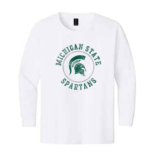 Michigan State Distressed Circle Logo Youth Long Sleeve