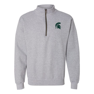 Michigan State Spartans Primary Logo Left Chest 1/4 Zip Sweatshirt - Sport Grey