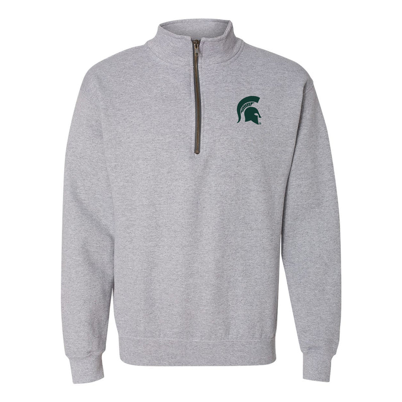 Michigan State Spartans Primary Logo Left Chest Quarter Zip Sweatshirt - Sport Grey