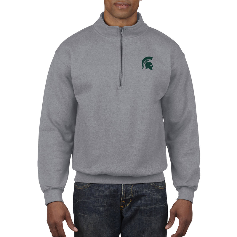 Michigan State Spartans Primary Logo Left Chest Quarter Zip Sweatshirt - Sport Grey