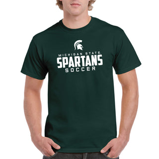 Michigan State University Spartans Mascot Wordmark Soccer Short Sleeve T Shirt - Forest