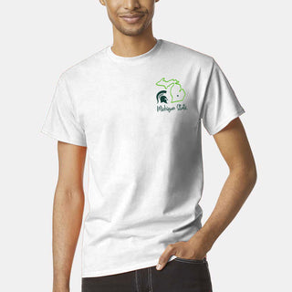 Michigan State University Spartans Playful Sketch Basic Cotton Short Sleeve T Shirt - White