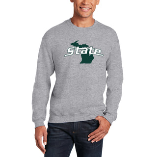 MSU State Outline Logo Crewneck - Sport Grey