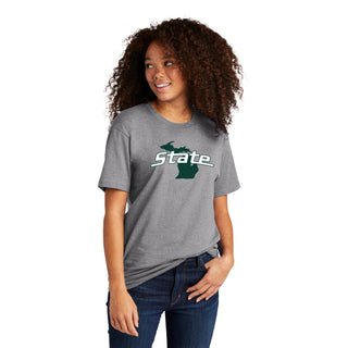 MSU State Outline Logo NLA T-Shirt - Heather Grey