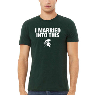 Michigan State University Spartans I Married Into This Canvas T Shirt - Emerald Triblend
