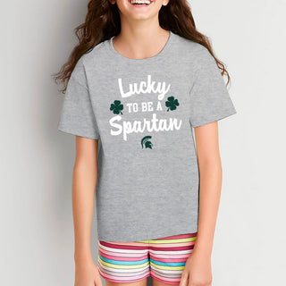 Michigan State Lucky to be a Spartan Youth T-Shirt - Sport Grey