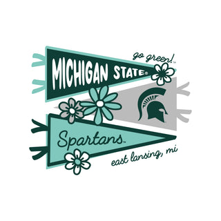 MSU Cute Pennant Women's Fine Jersey Boxy Tee - White