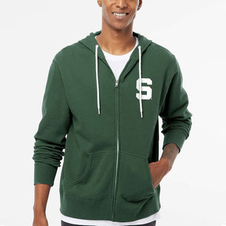 MSU Block S LC Lightweight Zip Hoodie - Alpine Green