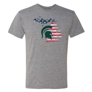MSU Patriotic State Silhouette NLA Triblend T-Shirt - Premium Heather
