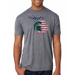 MSU Patriotic State Silhouette NLA Triblend T-Shirt - Premium Heather