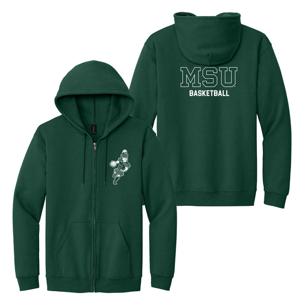 MSU Sparty Basketball Mascot Mark LC Zip Hoodie - Forest