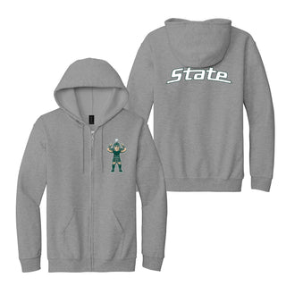 MSU Sparty Logo Script Zip Hoodie - Sport Grey
