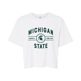 MSU Grandstand Women's Fine Jersey Boxy Tee - White