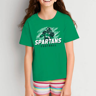 Michigan State Football Action Youth T-Shirt - Irish Green