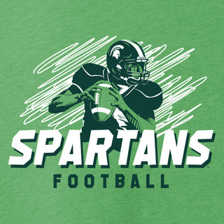 Michigan State Football Action Triblend Youth T-Shirt - Green Triblend