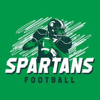 Michigan State Football Action T-Shirt - Irish Green