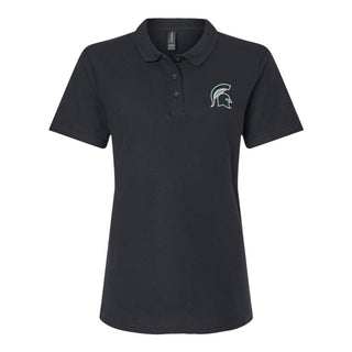 MSU Logo Outline EMB Womens Softstyle Pique Polo