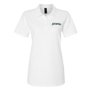 MSU Script Logo EMB Womens Softstyle Pique Polo