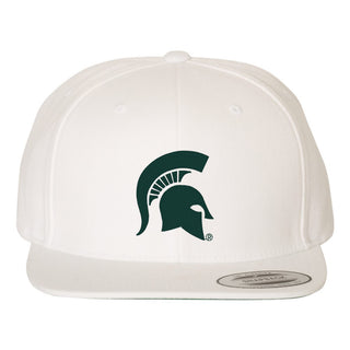 MSU Primary Logo Premium Flat Bill Snapback Hat - White