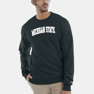 MSU Arch Applique Champion Powerblend Crewneck - Dark Green