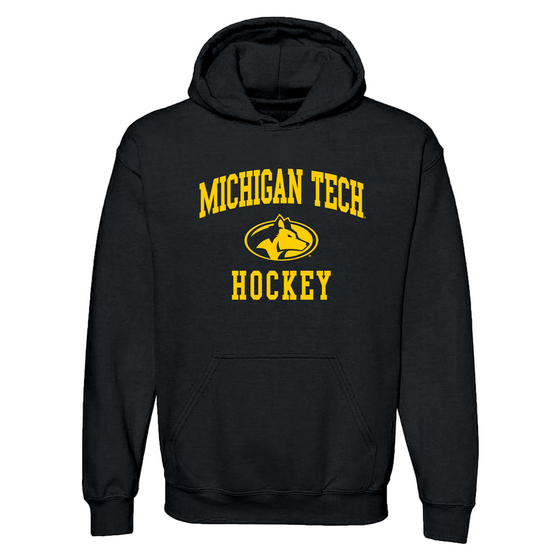 Michigan Tech Arch Logo Hockey Hoodie - Black